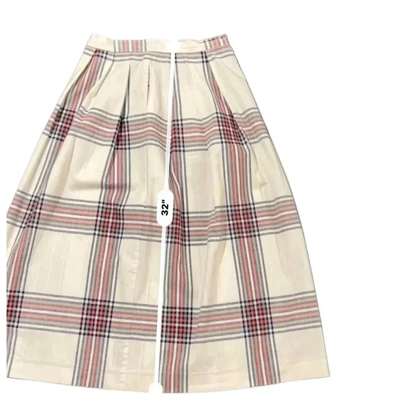CounterParts Women's White Plaid Pattern Side Zip Midi Skirt Size 10 - Picture 3 of 9